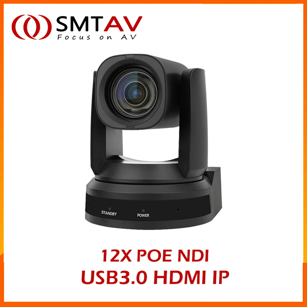 SMTAV NDI PTZ Camera 12x Zoom NDI Live Streaming Camera with USB3.0  HDMI and IP Outputs